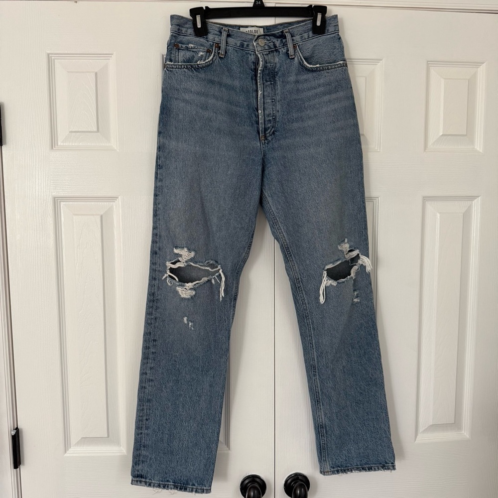 AGOLDE Pinch Waist 90s High Rise Straight Jean in Rule, Size 27 - Picture 4 of 10